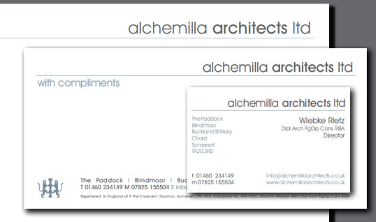 alchemilla architects busness card design