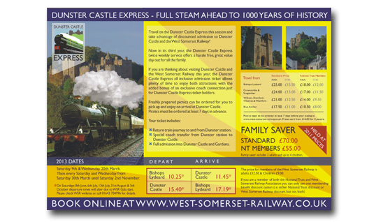dunster castle express leaflet design and print