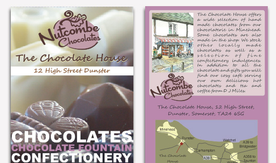 nutcombe chocolated leafet design and print