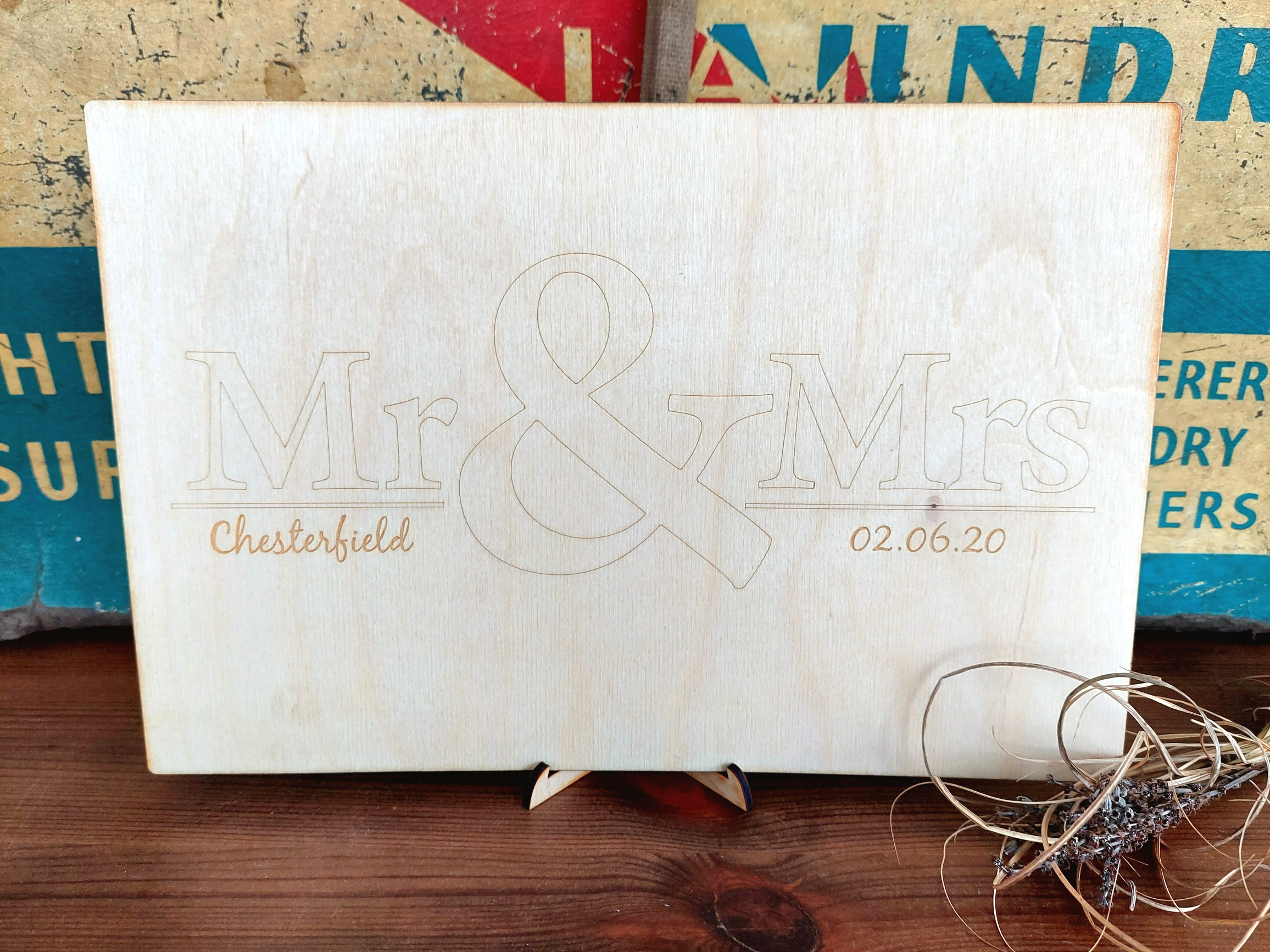 Mr & Mrs engraved personalised wedding guestbook alternative