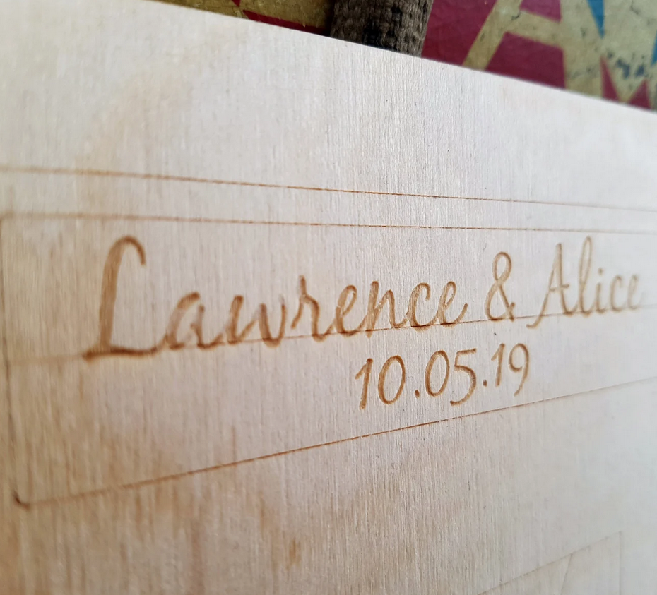 retro tape engraved personalised wedding guest book alternative